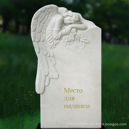 JK Classic Western Style Tombstone: Natural Marble and Black Granite for Sale